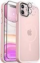 MOCCA Strong Magnetic for iPhone 11 Case,[Compatible with Magsafe][Glass Screen Protector+Camera Lens Protector] Slim Thin Shockproof Cover Case for iPhone 11 6.1 inch, Pink