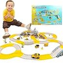 Peeokuo Kids Construction Toys 324 PCS Race Tracks Toy for 3 4 5 6 7 8 Year Old Boys Girls, 5 PCS Truck Car and Flexible Track Play Set Create A Engineering Road Games Toddler Best Gift