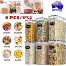 4pcs Plastic Dried Airtight Food Storage Containers Box Jars Cereal Rice w/ Lids