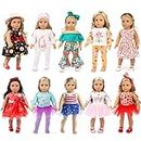 ZQDOLL 19 pcs Girl Doll Clothes Gift for 18 inch Doll Clothes and Accessories, Including 10 Complete Sets of Clothing