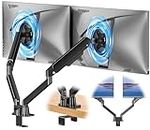 HEYMIX Dual Monitor Arm, Adjustable Computer Monitor Arm Gas Spring Swivel Dual Monitor Mount, Dual Arm Gas VESA Monitor Stand for 13“-32‘’ LED/LCD Gaming Monitors up to 9kg with 2-Grommet Mounting