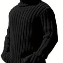 Fashionable Men's Solid Turtleneck Knit Sweater Plus Size Male's Pullover Sweater For Autumn And Winter, Leisurewear For Big And Tall Guys