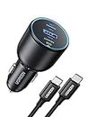 UGREEN 130W USB C Car Charger, PD 100W +PD 30W Type C Car Charger Adapter, Fast Charging Car Charger Compatible with iPhone 15 15 Plus 15 Pro 15 Pro Max, Galaxy S24 S23 Ultra, iPad, MacBook, and More