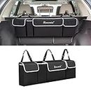 Car Trunk Organizer and Storage, Backseat Hanging Organizer for SUV, Truck, MPV, Waterproof, Collapsible Cargo Storage Bag with 4 Pockets, Car Interior Accessories for Men and Women (Black)