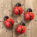 Metal Ladybugs Garden Wall Art Decor Cute Handmade Ladybugs for Backyard Garden Lawn Porch Outdoor Decoration with Red and Black Spots Easy Hanging Yard Wall Ornament Set of 4