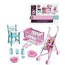 Plutofit Baby Doll Stroller Foldable Baby Pram Trolley with Doll Assembled Pretend Play Carrier Stroller Toy