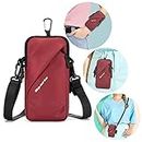Prime Comfort Running Armband Cell Phone Holder Passport Travel Wallet Bag Belt Waist Pouch Casual Small Crossbody Shoulder Bag Phone Holsters (RED)
