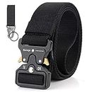 Men Tactical Belt, Military Style Quick Release Nylon Belt, Gift with Hook (Black)