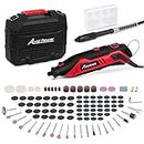 AVID POWER Rotary Tool with Flex Shaft 1.0 Amp Electric Rotary Tool, 6 Variable Speeds, 107 Pieces Rotary Tool Accessories & Carrying Case for Grinding, Cutting, Carving and Sanding - Red