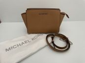 Authentic Michael Kors small brown selma cross body saffiano leather new
