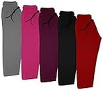 IndiWeaves Kids- Unisex Girls and Boys Fleece Warm Lowers Track Pants for Winters (3611821232428-iw-y-p5-28_Red, Black, Purple, Magenta, Gray_6-7 Years) Pack of 5