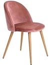 FurnitureR Modern Upholstered Velvet Dinning Chair Mod Back Armless with Wood Legs for Home Kitchen Bedroom Living Room, Pink