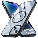 TheGiftKart Ultra-Hybrid Back Cover Case for iPhone 13 / iPhone 14 Compatible with MagSafe | Camera Protection | Crystal Clear Transparent Back Cover Case for iPhone 13 / iPhone 14 (PC & TPU, Black)