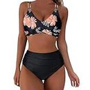 OSFVNOXV Mesh Splicing One Piece Swimsuit Women Tummy Control Push Up Swimsuit High Waist Sling Tankini Two Piece Swimsuits Prime Early Access Deals