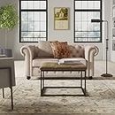 Maroosh Chesterfield Solid Wood Fabric Classy Comfy Two Seater Button Tufted Sofa Couch/Love Seat Sofa in Rectangular for Living Room/Bedroom/Home Office (2 Seater Sofa || Beige)