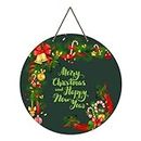 Webelkart® Premium Merry Christmas and Happy New Year Printed Wall Hanging/Door Hanging for Home and Christmas Decorations Items (10 Inches)