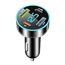 Car Charger Adapter - [Upgraded Version] Car Fast Charger with 4 Ports (PD+QC3.0+USB C) Atmosphere Light - 12-24V Car Truck SUV Universal USB Cigarette Lighter Adapter (QC3.0+Type-C+PD+2.4A)