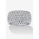 Women's 3.30 Tcw Round Cubic Zirconia Platinum-Plated Sterling Silver Eternity Band by PalmBeach Jewelry in Silver (Size 8)