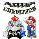 Rozi Decoration Super Mario Game Theme Birthday Decorations Combo Kit for Boys, Girls, Kids Mario Theme Happy Bday Decoration Items Pack of 11 Pcs