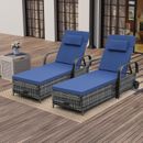 Outdoor Wicker Chaise Lounge Chair w/Storage Rattan Pool Patio Recliners 1pcs