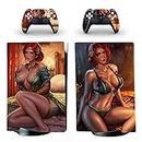 JOCHUI Console Decal Skin Anime Hot Girl Vinyl Sticker Compatible with PS5 Digital Edition Console Controllers Wrap Skins Sexy Girl