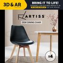 Artiss dining chair kitchen chair PU leather padded seat set of 4 retro replica