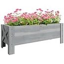 Outsunny 3.3 x 1.2 x 1.2 ft Garden Raised Bed Planter Grow Containers for Outdoor Patio Plant Flower Vegetable Pot Fir Wood, Grey