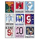 BigWig Prints Soccer Poster - Soccer Posters For Boys Bedroom, Messi And Ronaldo Poster, Messi Posters For Boys Bedroom, Soccer Wall Art, Messi Wall Art, Ronaldo Posters - Unframed Set Of 9 (8x10”)