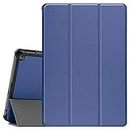 FANRTE Case Fits All-New Amazon Kindle Fire HD 10 & 10 Plus Tablet (11th Generation, 2021 Release)-Slim PU Leather Trifold Stand Cover PC Hard Back Shell with Auto Wake/Sleep (Dark Blue)