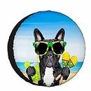 Cool Dog Spare Tire Cover for RV Trailer Brazil French Bulldog Dog for Sunglasses Beach Wheel Protectors Weatherproof Polyester Tire Case for All Cars SUV Camper Travel 15 inch