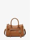 MICHAEL KORS Carine Pebbled Leather Medium Satchel Crossbody Brown Bag for Women