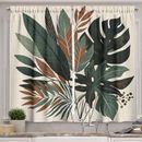 Ambesonne Monstera Kitchen Curtain Tropical Abstract Boho Art Sage Green Fawn Evergreen Polyester in Brown/Green | 30 H x 55 W in | Wayfair