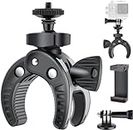 UTEBIT Camera Mount Clamp & Phone Holder for Handlebar de Motorcycle/Bike Rod, Cross Bar, Camera Mount with 1/4 Screw & 360 Rotation Ballhead Compatible for DSLR Camara, Action Camara