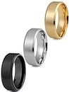 Kakonia Stainless Steel Rings for Men Wedding Ring Cool Simple Band 8MM Width 3 Pcs A Set