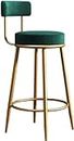 Nutech Decor Velvet Counter Stools: Upholstered Barstools With Back, Footrest, And Round Height - Modern Bar Chairs, Ideal Dining Chairs For Kitchen Islands (75 Cm, Green) - Iron
