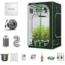 VIVOSUN GIY 4x4 Grow Tent Complete System, 4x4 Ft. Grow Tent Kit Complete with VS1000 Led Grow Light 6 Inch 440CFM Inline Fan Carbon Filter and 8ft Ducting Combo, 48"x48"x80"