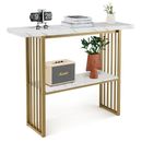 Giantex Console Table 2-Tier Beside Sofa Table w/ Faux Marble Tabletop Hallway