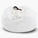 GOFOHIMI Giant Bean Bag Cover (No Filler), 7FT/6FT/5FT Bean Bag Chair, Washable Jumbo Bean Bag Sofa Sack Chair Large Lounger Faux Fur Cover for Dorm Family