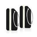 2Pack Black Aluminum Luggage Tag with Name ID Card Perfect to Quickly Spot Luggage Suitcase by Ovener