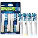 Replacement Brush Heads Compatible with OralB Braun- Best Double Clean, Pack of 4 Electric Toothbrush Replacement Heads- for Oral B Pro, 1000, 8000, 9000, Adults, Kids, Vitality, Dual Plus!