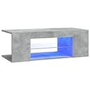vidaXL Modern TV Cabinet with LED Lights and USB Power Source, Sturdy Engineered Wood Construction, Concrete Grey, 90x39x30 cm, Easy to Clean
