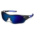Bea Cool Sunglasses Polarized Sports Sunglasses for Men Women Youth Cycling Running Driving Fishing Golf Motorcycle Baseball TAC Glasses, Nero/Blu, Einheitsgröße