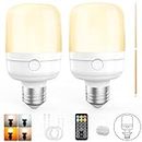 Eocean E27 LED Light Bulb, Rechargeable Light Bulbs with Remote Control, Dimmable Timer Light Bulb with 5 Light Modes, Magnetic Detachable Battery Operated Bulb for Wall Sconce and Lamp, 2 Pack