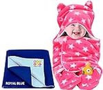 BeyBee® New Born Babies Combo Blanket & Dry Sheet (Pink, Royal Blue)