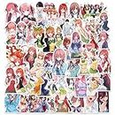 50 PCS Stickers Pack (50Pcs/Pack), Japanese Anime The Quintessential Quintuplets Stickers,Itsuki Nakano Manga Waterproof Cartoon Vinyl Stickers for Decoration