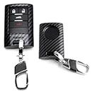 iJDMTOY Glossy Black Carbon Fiber Finish Exact Fit Key Fob Shell Cover w/Keychain Compatible With Cadillac ATS CTS DTS XTS SRX STS Escalade or Chevrolet C7 Corvette, etc
