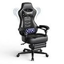 ARTETHYS Gaming Chair with Massage for Adults Ergonomic Racing Style High Back Computer Chair with Footrest Headrest and Lumbar Support PU Leather 90-150 Degree Tilt Black