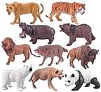 Toyshine 10 Pc Big Size Safari Animals Figures Toy Realistic Mini Jungle Zoo Animal Figurines for Kids Baby 2 3 4 5 Year Old, Non Toxic