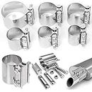 Swpeet 2Pcs 2.25 Inch Stainless Steel Exhaust Clamp, Lap Joint Band Clamp Exhaust Clamps Pipe Repair Parts, Butt Joint Exhaust Band Clamp Sleeve Coupler for Exhaust Pipes Mufflers