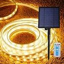 LUHLEE Solar LED Strip Lights Outdoor,Brighter 600 LED 32.8FT Solar String Lights Outdoor with Remote,8 Lighting Modes Auto ON/Off Rope Lights for Outside,Deck,Steps,Christmas Decor Lighting